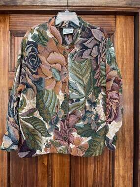 VTG Sugar Street Weavers Floral Tapestry Jacket Button Up Cotton 90s O/S